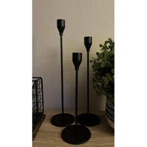 New Matte Black Taper Candle Holders Set of 3 Candlestick Holders, Metal Candle